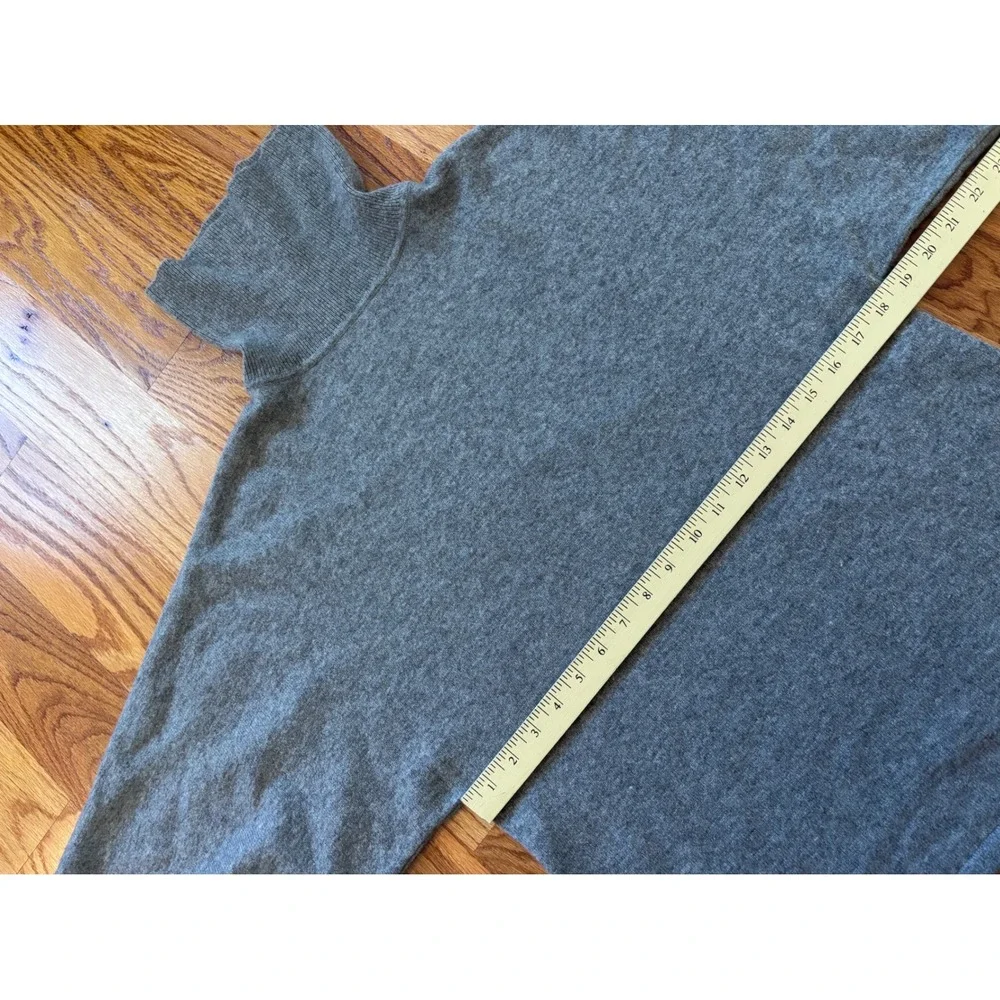 Lauren Ralph Lauren Grey 100% Cashmere Turtleneck Kimono Short Sleeve Sweater - Picture 5 of 7